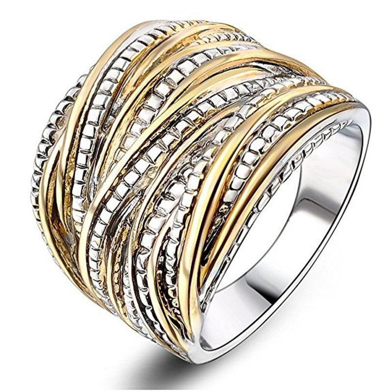 Retro Double Gold Texture Men's And Women's Rings Fashion