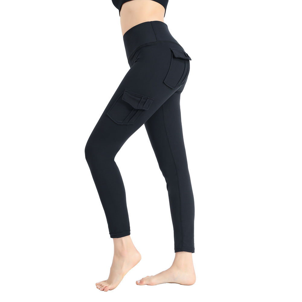 Pockets Trousers Solid Color Slim Yoga Track Pants Womens Clothing