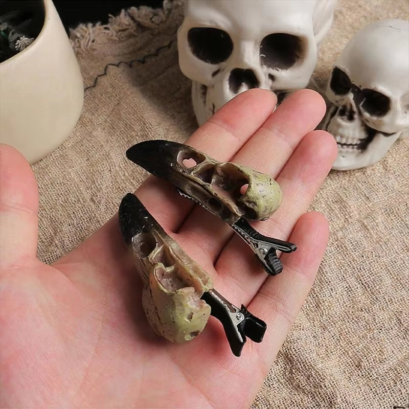 Animal Skull Hair Clips Spooky Resin Barrette for Hair Styling Cosplay Halloween Hairpiece for Women Hairstyle Decorative