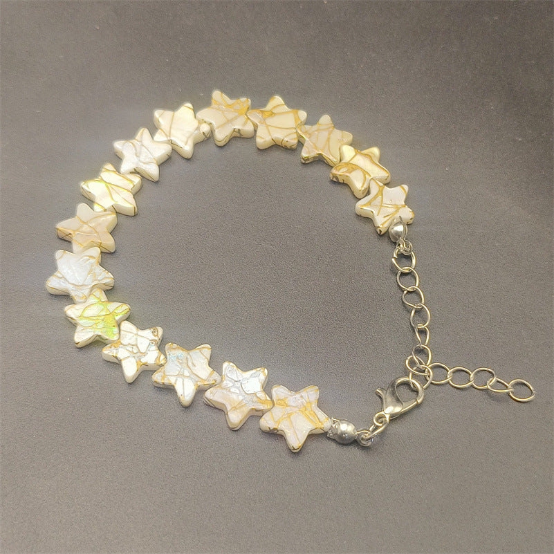 Exquisite Natural Shell Five-pointed Star Hand-woven Beads Bracelet