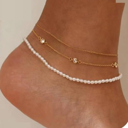 Classic Double Layer Twin Minimalist Personality Daily Beach Vacation Style Anklet