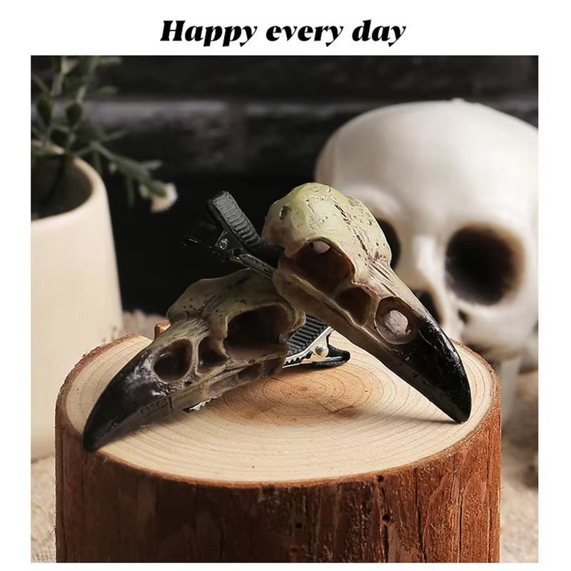 Animal Skull Hair Clips Spooky Resin Barrette for Hair Styling Cosplay Halloween Hairpiece for Women Hairstyle Decorative