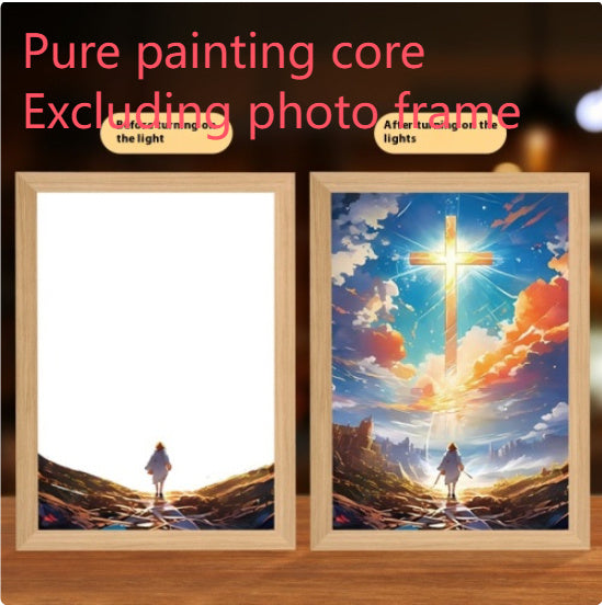 Jesus LED Light Painting Home Decoration Light Painting Photo Frame Led Night Light Room Decor Christmas Gifts Moon Lamp