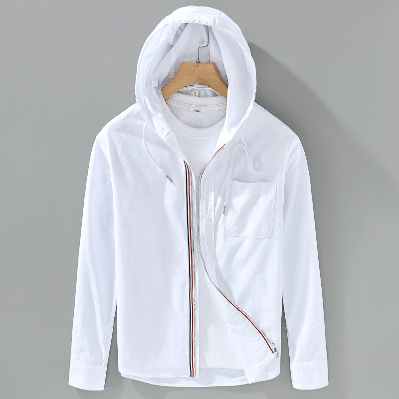 Cotton Hooded Shirt Coat American Casual Men