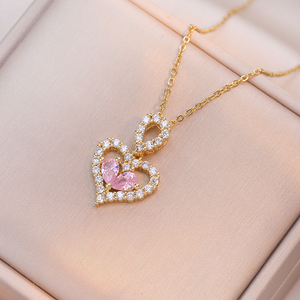 Exquisite Luxury Rhinestone Crystal Heart Pendants Necklaces For Women Party Jewelry Gifts Fashion Jewelry