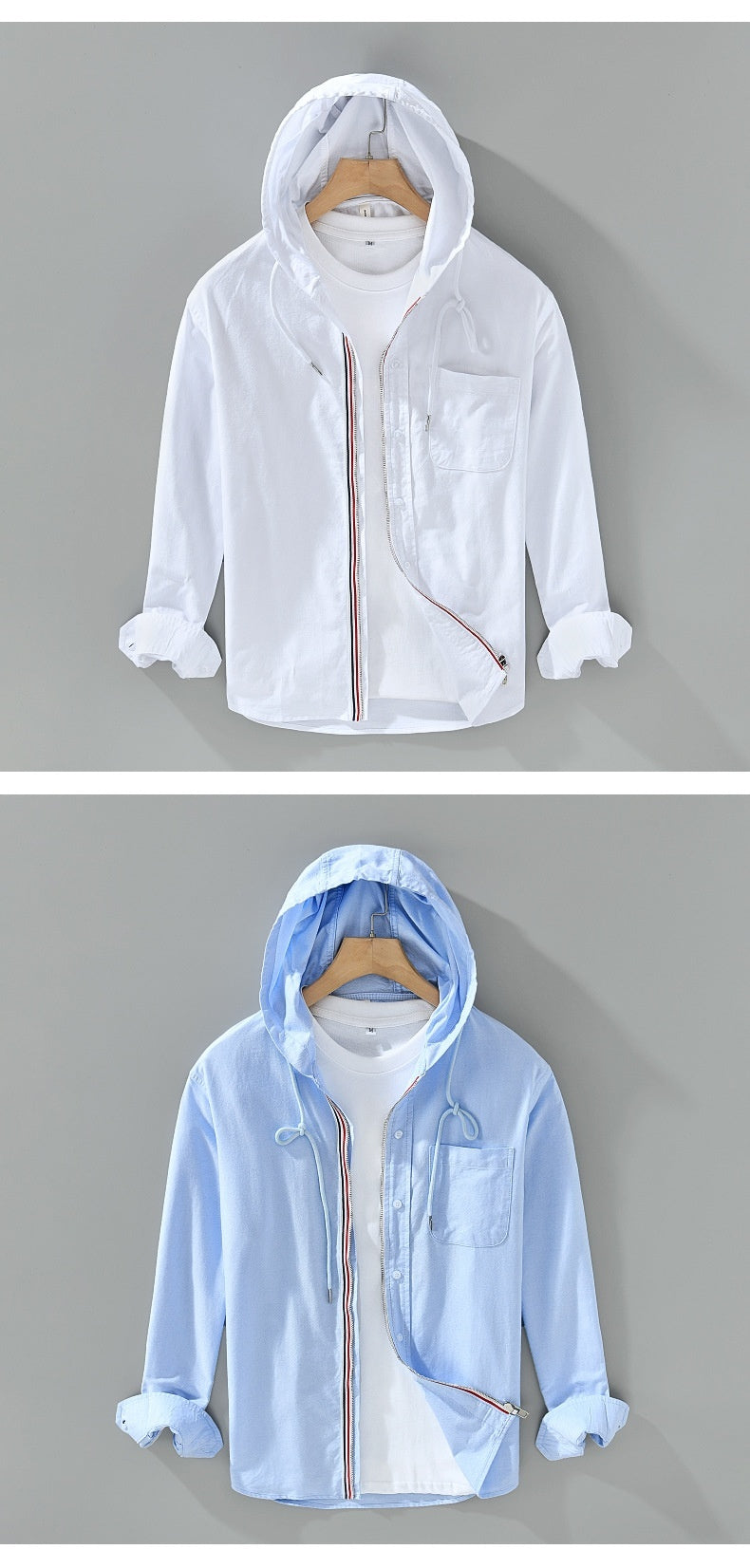 Cotton Hooded Shirt Coat American Casual Men