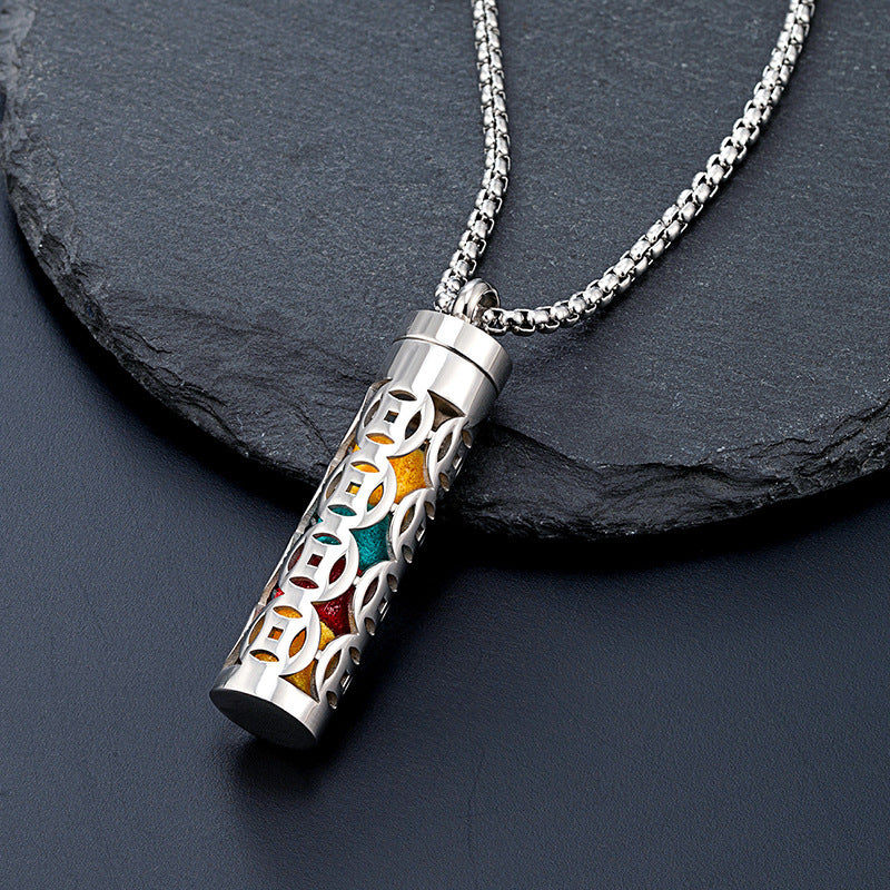 Titanium Steel Hollow Aromatherapy Necklace Perfume Diffuser