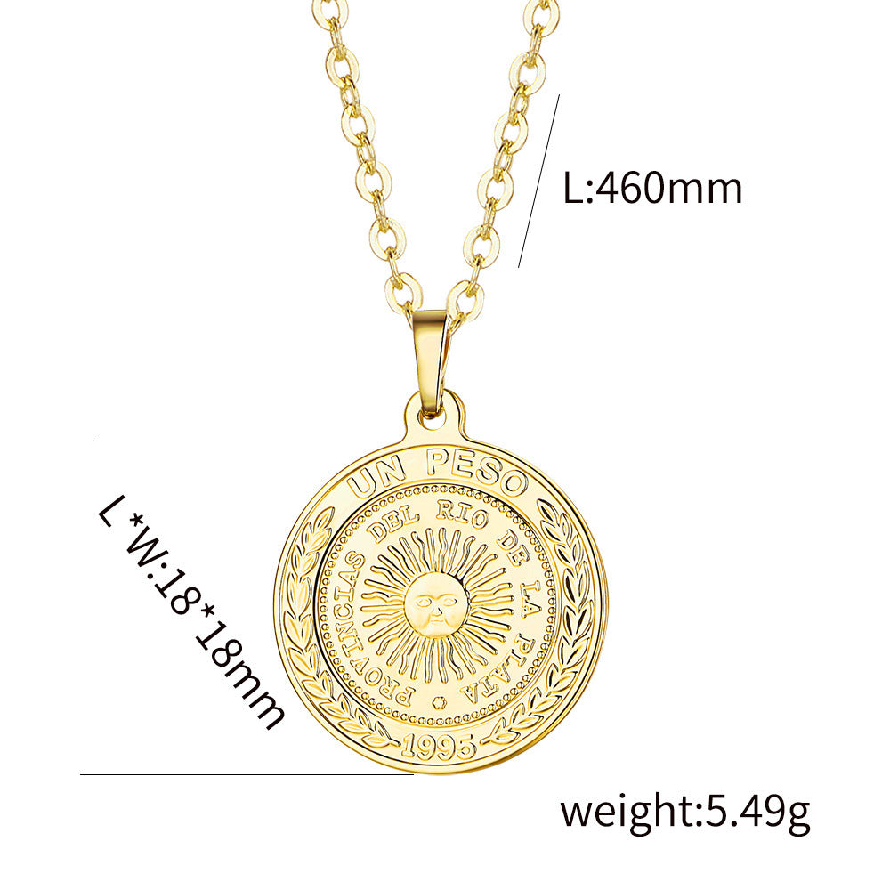 European And American Ins Style Women's Copper Round Retro Necklace