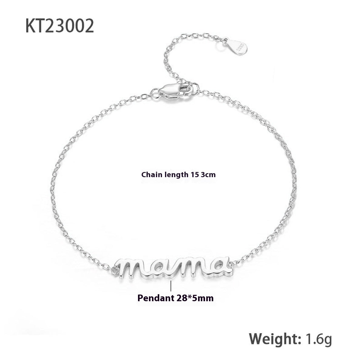 New 925 Silver All Match Minimalism Glossy Letter Niche Design Bracelet