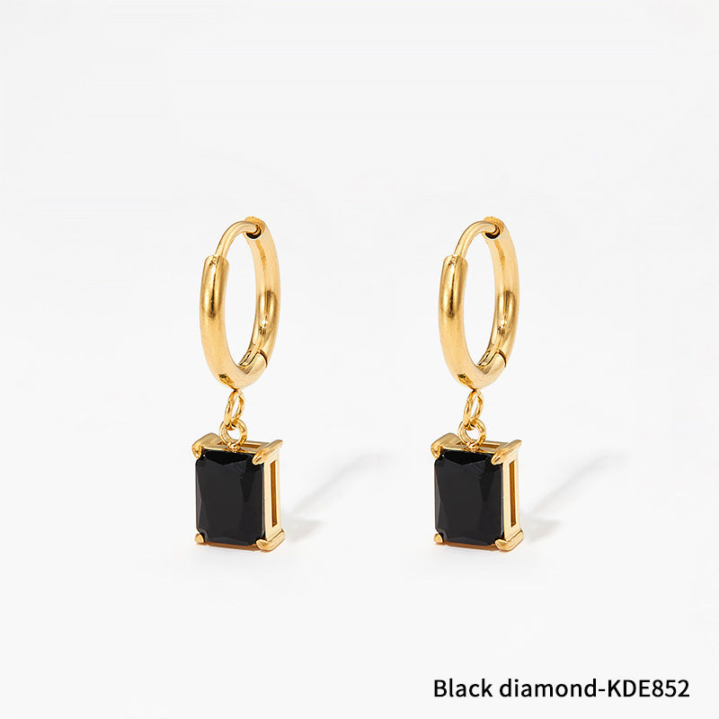 European And American Niche Normcore Bag Zircon Stainless Steel Geometric Simple Earrings For Women