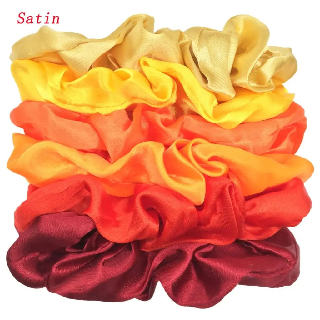 25/10//6Pcs Satin Scrunchies Girls Elastic Hair Band Ponytail Holder Ties Rubber Bands Fashion Women Accessories Solid Scrunchy