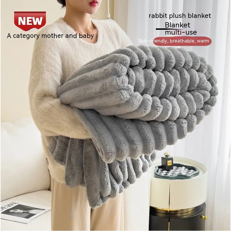 *****SUPER SOFT RABBIT Plush Blanket!  Warm Double-sided.  Many bed sizes; can be used as a Throw for Couch.  MANY COLORS!