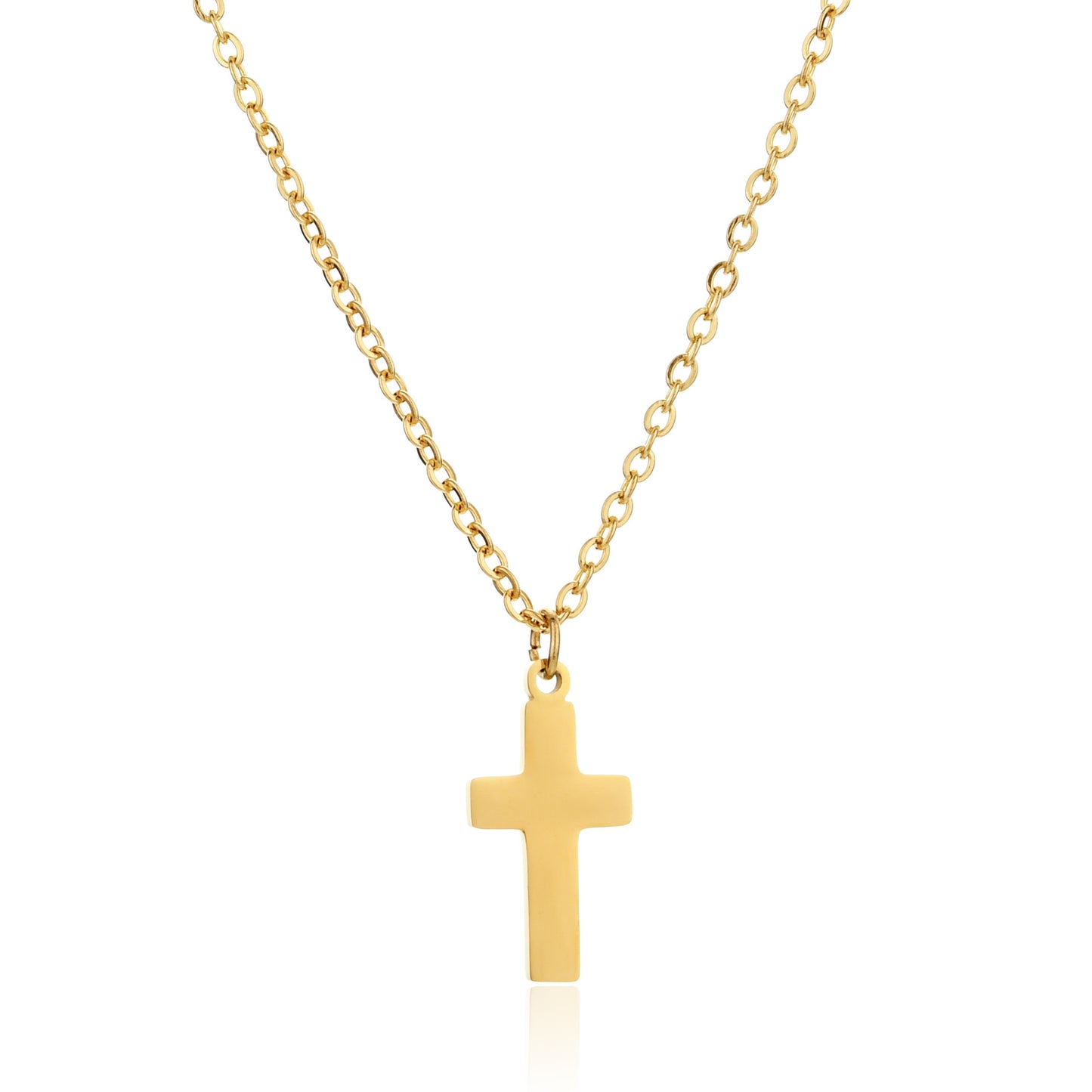 18K Plated Collarbone Chain With Stainless Steel Cross Necklace