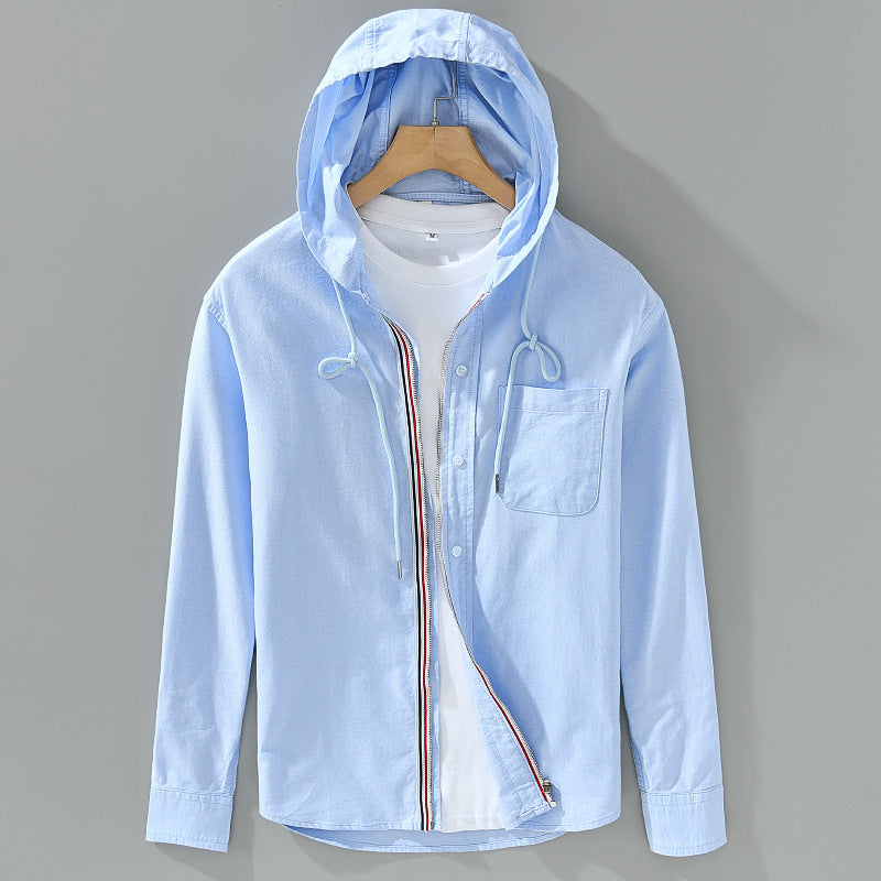 Cotton Hooded Shirt Coat American Casual Men