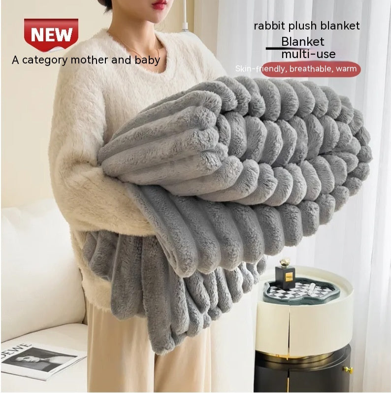 *****SUPER SOFT RABBIT Plush Blanket!  Warm Double-sided.  Many bed sizes; can be used as a Throw for Couch.  MANY COLORS!