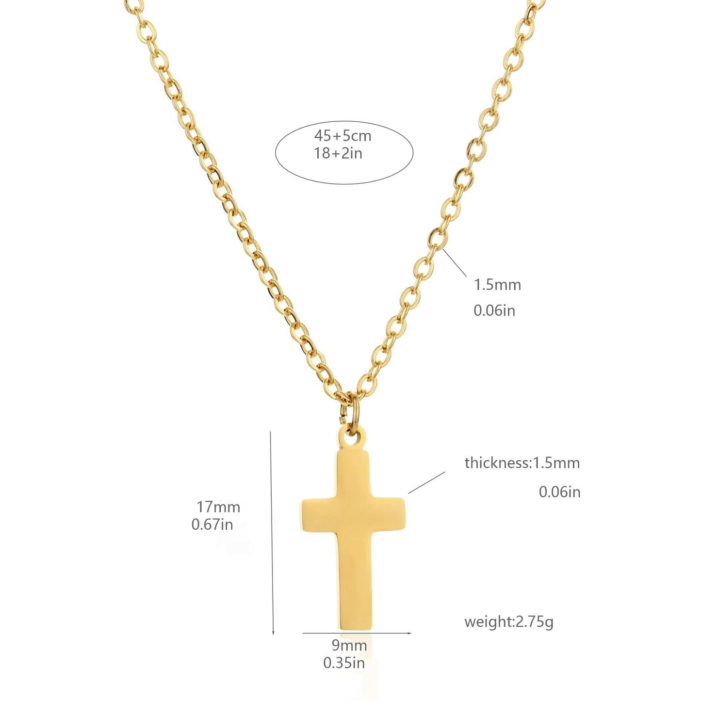 18K Plated Collarbone Chain With Stainless Steel Cross Necklace