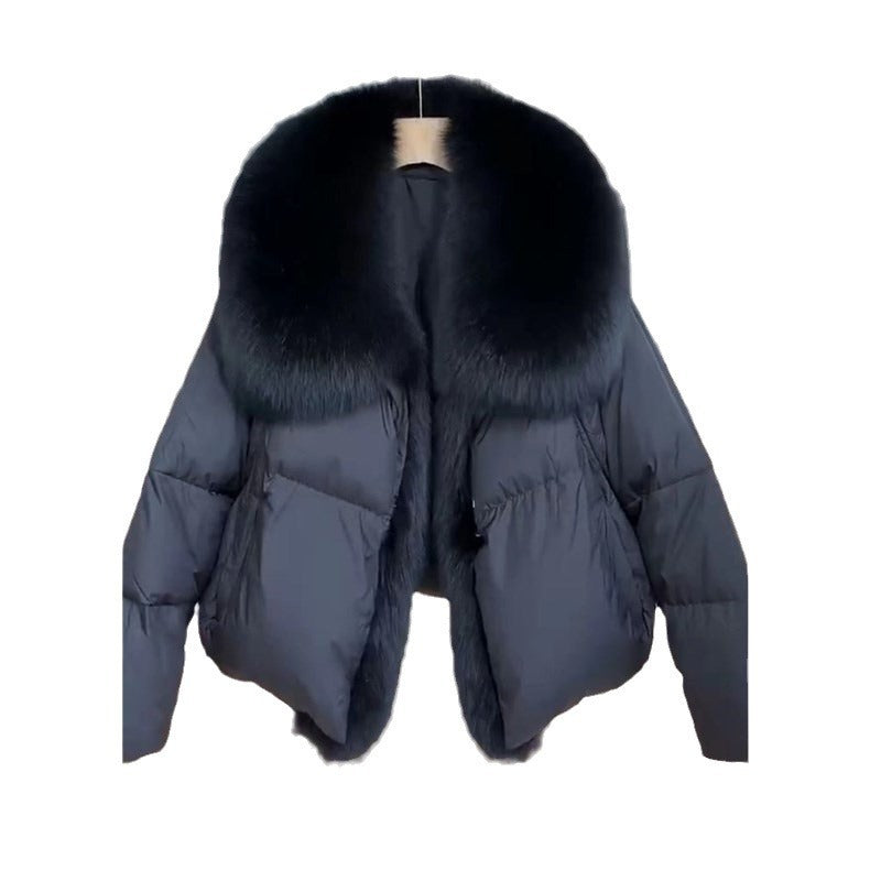 Winter New Fashion Loose Thick Cotton-padded Coat Western Style Fur Collar Slimming Women's Fashion