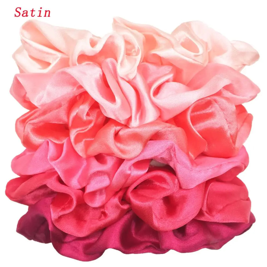 25/10//6Pcs Satin Scrunchies Girls Elastic Hair Band Ponytail Holder Ties Rubber Bands Fashion Women Accessories Solid Scrunchy