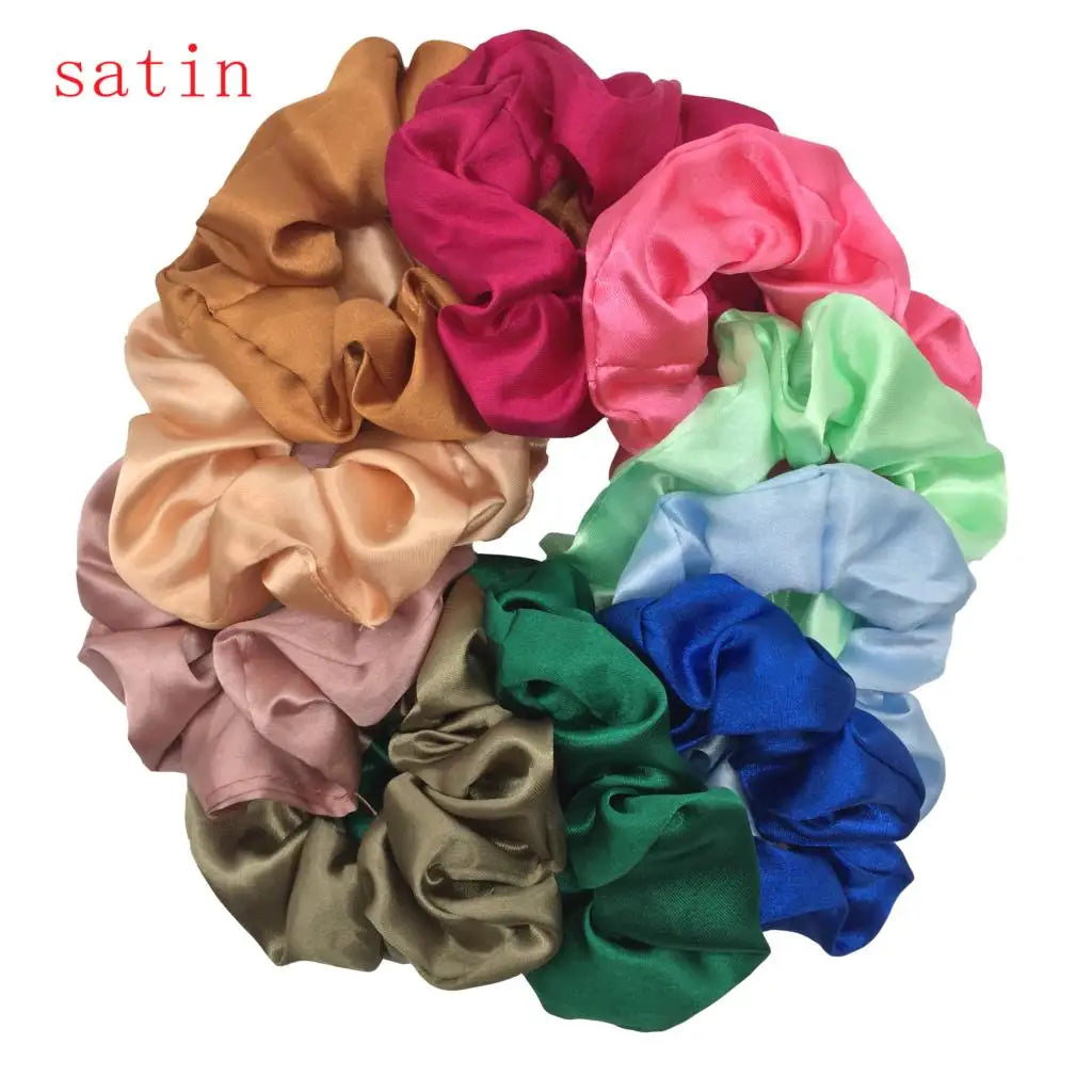 25/10//6Pcs Satin Scrunchies Girls Elastic Hair Band Ponytail Holder Ties Rubber Bands Fashion Women Accessories Solid Scrunchy