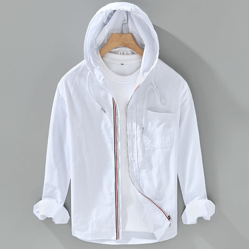 Cotton Hooded Shirt Coat American Casual Men