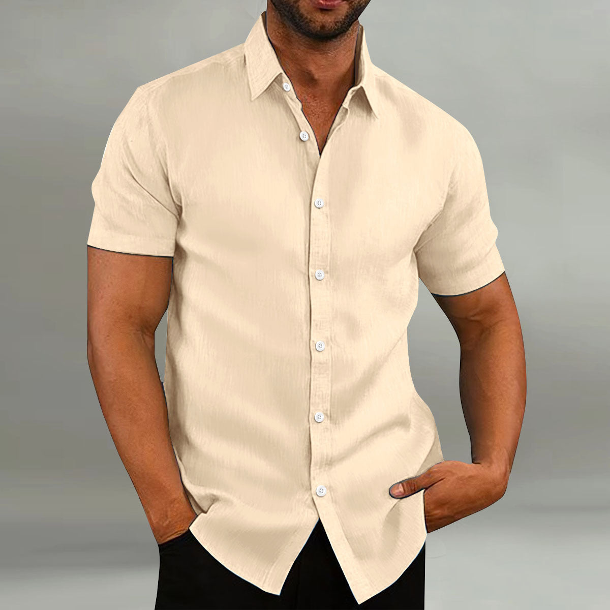 Men's Vintage Cotton Linen Casual Loose Short Sleeves Shirt