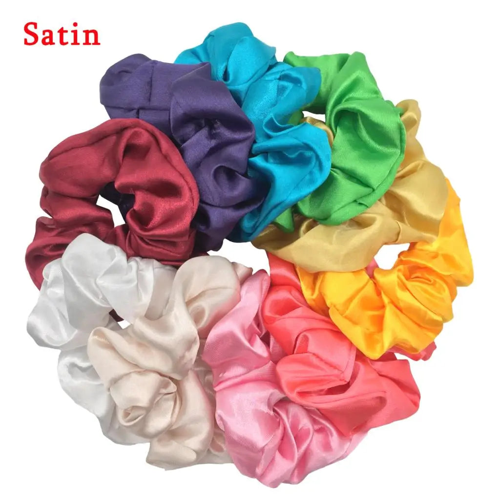 25/10//6Pcs Satin Scrunchies Girls Elastic Hair Band Ponytail Holder Ties Rubber Bands Fashion Women Accessories Solid Scrunchy